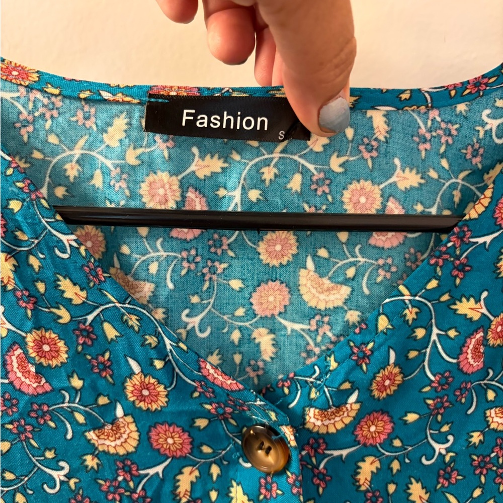 Boho Teal and Rust Floral Maxi Dress - Women-See Images! Slightly different. - Picture 4 of 7